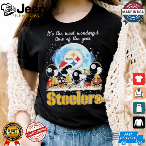 Official It’s The Most Wonderful Time Of The Years Peanuts Characters X Pittsburgh Steelers Merry Christmas Shirt