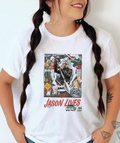 Official Jason Voorhees Camp Blood Jason Lives He’s Back The Man Behind The Mask 2024 T shirt