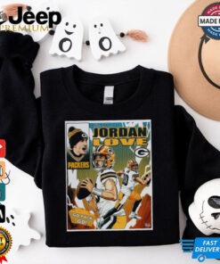 Official Jordan Love Green Bay Packers NFL Go Pack Go Art by Brian Kong Poster t shirt