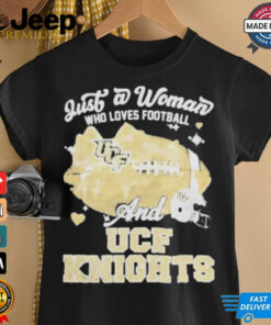 Official Just A Woman Who Loves Football And UCF Knights Helmet Shirt