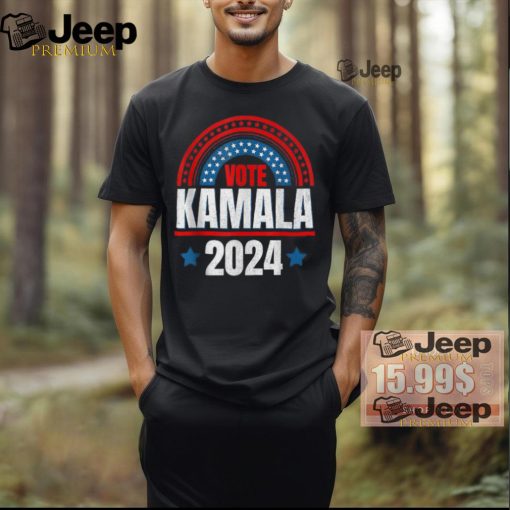 Official Kamala Harris 2024 vote for president election retro rainbow T shirt