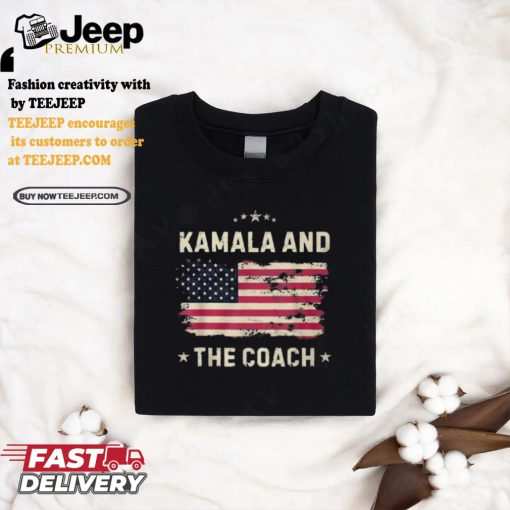 Official Kamala and the coach 2024 Harris walz walz usa flag T shirt