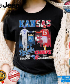 Official Kansas City Royals On Days All Season Kansas City Chiefs On Sundays T Shirt