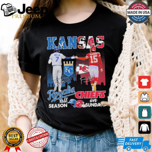 Official Kansas City Royals On Days All Season Kansas City Chiefs On Sundays T Shirt