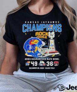 Official Kansas Jayhawks Champions Rock Chalk 2023 Guaranteed Rate Bowl 49 36 Shirt