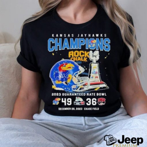 Official Kansas Jayhawks Champions Rock Chalk 2023 Guaranteed Rate Bowl 49 36 Shirt