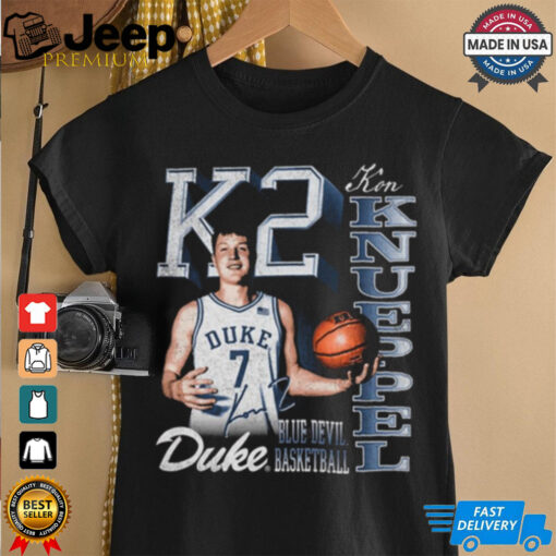 Official Kon Knueppel K2 Duke Blue Devils Basketball 90s Graphic Signature t shirt