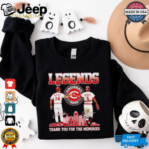 Official Legends Reds Pete Rose Johnny Bench thank you for the memories shirt