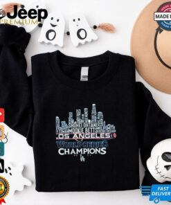 Official Los Angeles Dodgers Champions 2024 Team LA City Skyline Shohei Ohtani, Mookie Betts, Freddie Freeman t shirt