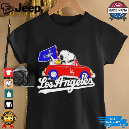 Official Los Angeles Dodgers Peanuts Drive a Car T shirt