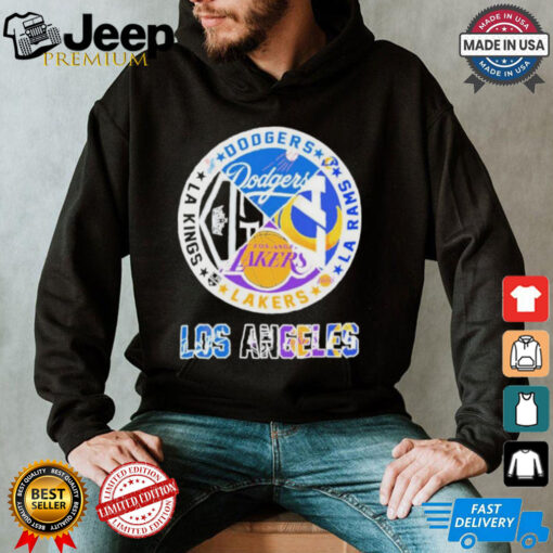 Official Los Angeles Dodgers, Rams, Lakers and Los Angeles Kings Los Angeles City Sports Logo Shirt