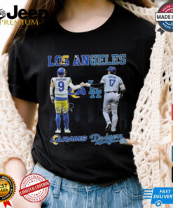 Official Los Angeles Rams Los Angeles Dodgers The Rivals In The City 2024 Signatures Shirt