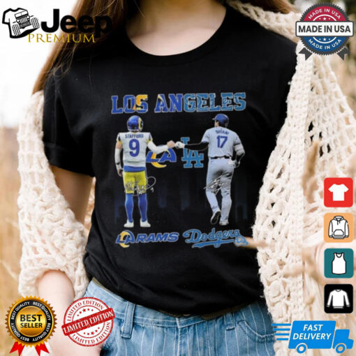 Official Los Angeles Rams Los Angeles Dodgers The Rivals In The City 2024 Signatures Shirt