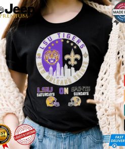 Official Lsu Tiger saturdays on New Orleans Saints sundays logo shirt