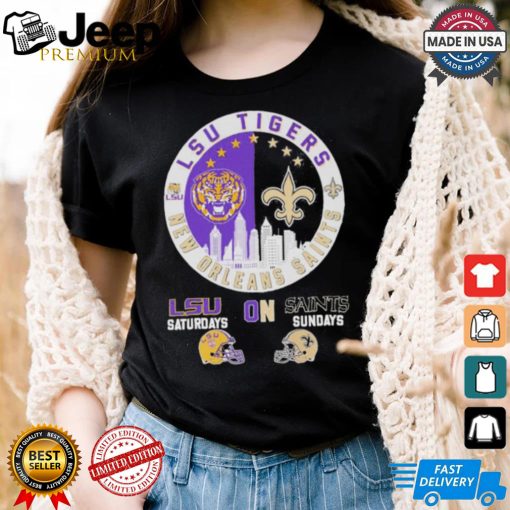 Official Lsu Tiger saturdays on New Orleans Saints sundays logo shirt