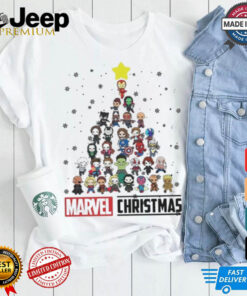 Official Marvel Studios Avengers Characters Chibi Tree Christmas Shirt