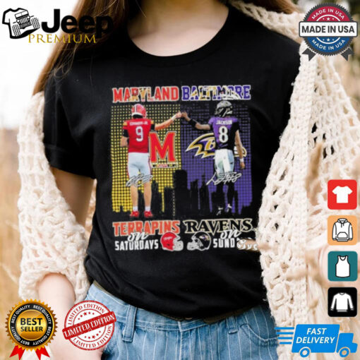 Official Maryland Terrapins On Saturdays Baltimore Ravens On Sundays T Shirt