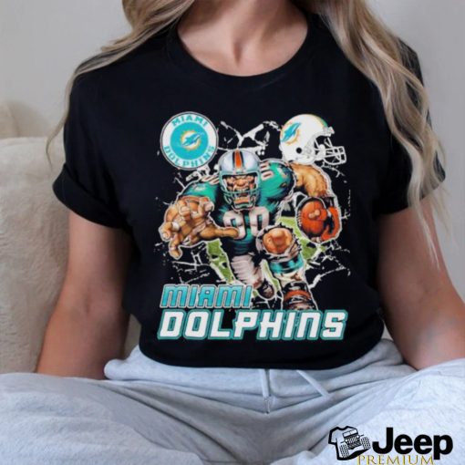 Official Mascot Breaking Through Wall Miami Dolphins Vintage T shirt