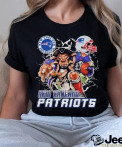 Official Mascot Breaking Through Wall New England Patriots Vintage T shirt