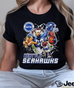 Official Mascot Breaking Through Wall Seattle Seahawks Vintage T shirt