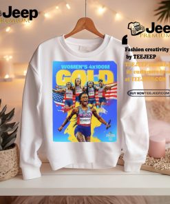 Official Melissa Jefferson TeeTee Terry Gabby Thomas Sha’Carri Richardson Gold Medal Women’s 4x100m Paris Olympic 2024 Poster t shirt