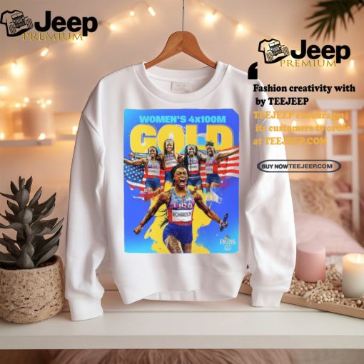 Official Melissa Jefferson TeeTee Terry Gabby Thomas Sha’Carri Richardson Gold Medal Women’s 4x100m Paris Olympic 2024 Poster t shirt