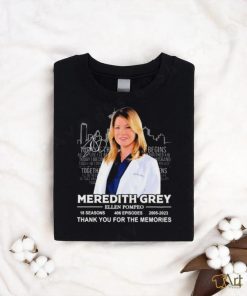 Official Meredith Grey Ellen Pompeo 2005 2023 thank you for the memories signature shirt