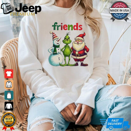 Official Merry Christmas Friends Snowman Grinch Santa 2024 Shirt