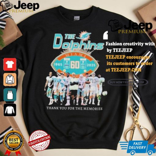 Official MiamI dolphins the dolphins thank you for 60 years 1965 2024 T shirt