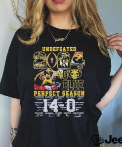 Official Michigan Wolverines Undefeated 2024 Rose Bowl Champions Perfect Season 14 0 Signatures Shirt