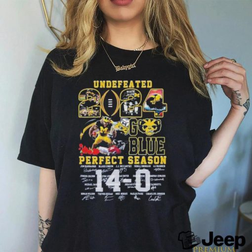 Official Michigan Wolverines Undefeated 2024 Rose Bowl Champions Perfect Season 14 0 Signatures Shirt