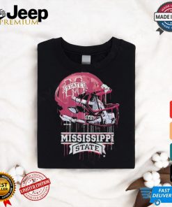 Official Mississippi State Bulldogs Youth Team Logo Dripping Helmet T Shirt