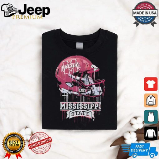 Official Mississippi State Bulldogs Youth Team Logo Dripping Helmet T Shirt