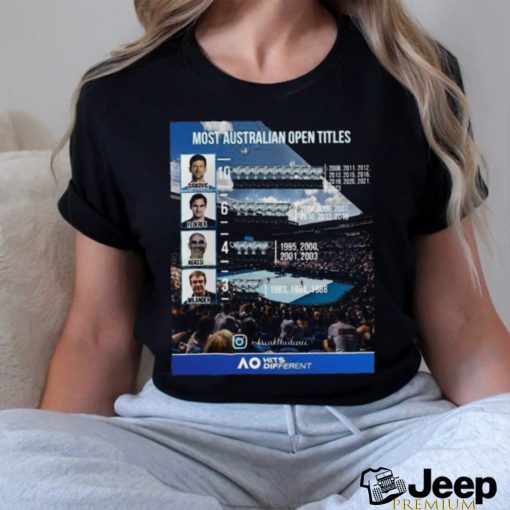 Official Most Australian open titles 2024 tennis shirt