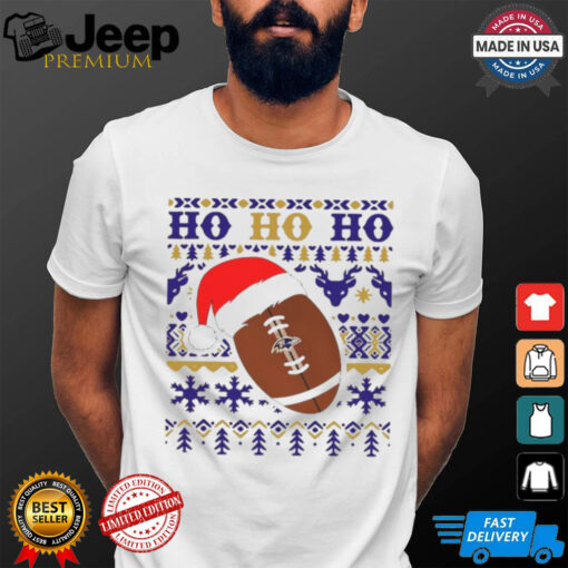 Official NFL Baltimore Ravens Football Santa Claus Ho Ho Ho Christmas 2024 Shirt