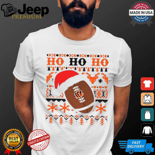 Official NFL Cincinnati Bengals Football Santa Claus Ho Ho Ho Christmas 2024 Shirt