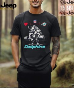 Official NFL Miami Dolphins Team Rhinoceros Powerlifting Funny t shirt