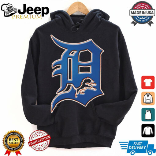 Official NFL x MLB Detroit Lions X Detroit Tigers Logo Mash Shirt