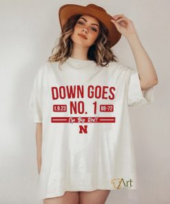 Official Nebraska Cornhuskers men’s down goes no. 1 go big red 1 9 23 88 72 basketball shirt