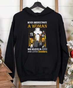 Official Never underestimate a woman who believes in Jesus and loves Pittsburgh Steelers T shirt