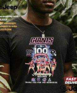 Official New York Giants 100 Seasons Anniversary 1925 2025 Thank You For The Memories T Shirt