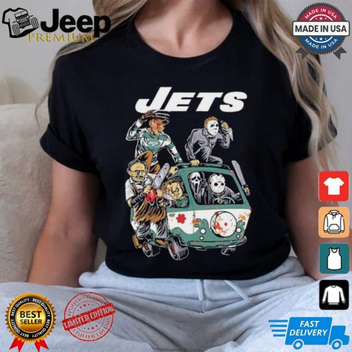 Official New York Jets NFL Horror Characters Movie Hippie Halloween Shirt