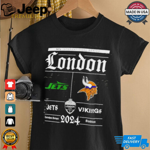 Official New york jets vs Minnesota vikings NFL international series london 2024 logo T shirt