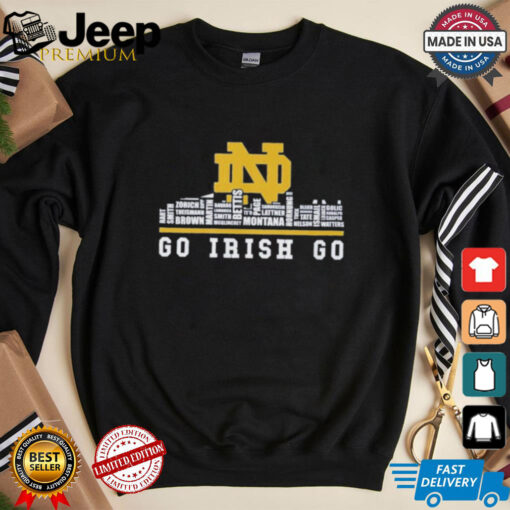 Official Notre Dame Fighting Irish Go Irish Go Football Player Name Skyline Shirt