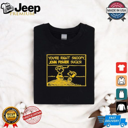 Official Oakland Athletics Peanuts You’Re Right Snoopy John Fisher Sucks Shirt