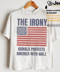 Official Official The Irony Kamala Protects America With Walz American Flag Shirt