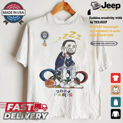 Official Official USA Basketball Gold Stephen Curry Olympic Paris 2024 Nuit Nuit Shirt