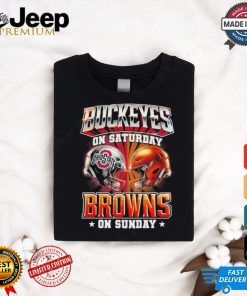 Official Ohio State Buckeyes On Saturdays Cleveland Browns On Sundays Vintage Helmets Shirt