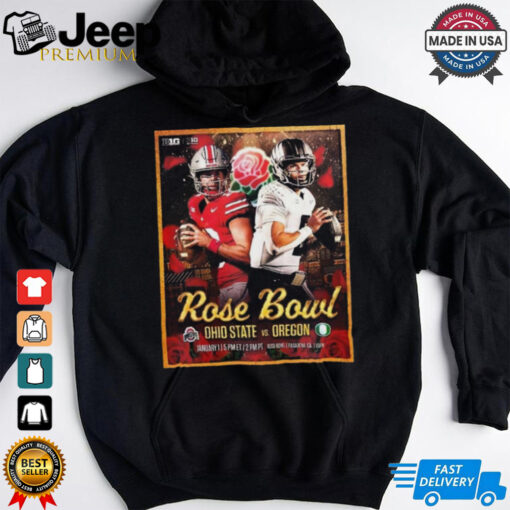 Official Ohio State Buckeyes Vs Oregon Ducks Matchup Rose Bowl At Rose Bowl Stadium In Pasadena Ca On January 1st 2025 Shirt