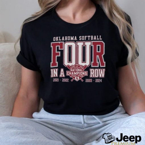 Official Oklahoma Sooners Four In A Row National Champions 2024 Women’s College World Series Shirt